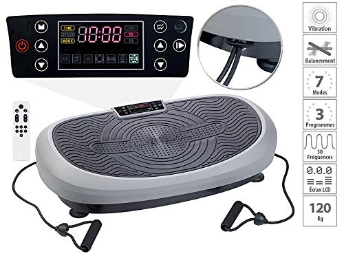 newgen medicals Vibrationstrainer: 7in1-Curved-Vibrationsplatte mit Oszillation & Expander, bis 120 kg (Massageplatte, Vibrationsplatte Fitness, Fuss Massager) von Newgen Medicals