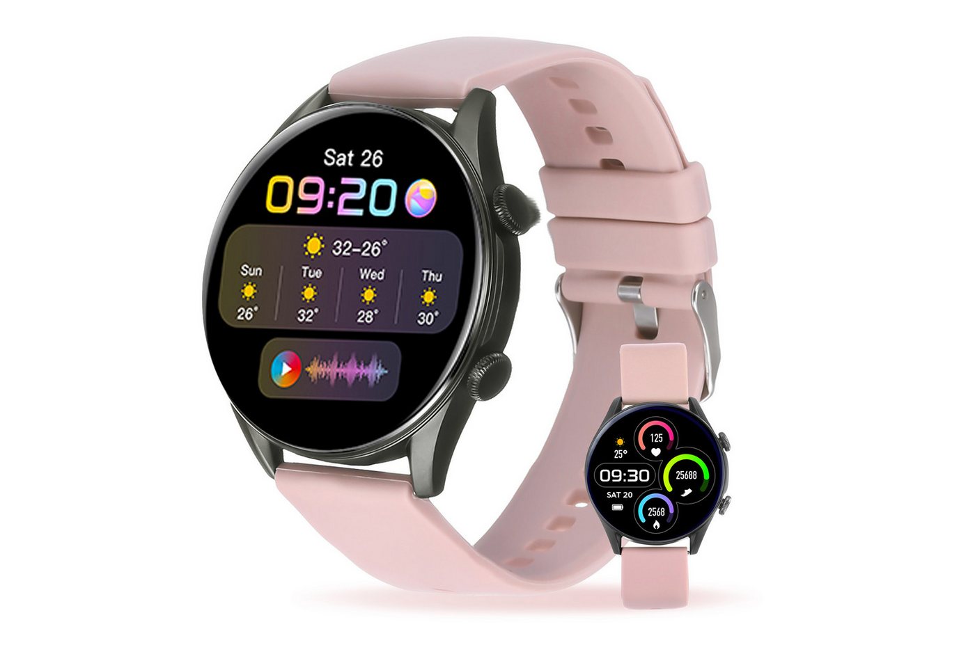 ombar Smartwatch Damen,Herren Fitness Tracker uhr mit Anruffunktion Smartwatch (1.32 Zoll) Fitness Tracker mit 8 Sport SpO2 Pulsuhr, Schlafmonitor Menstruationszyklus, 1-tlg., Armbanduhr für iOS Android von ombar