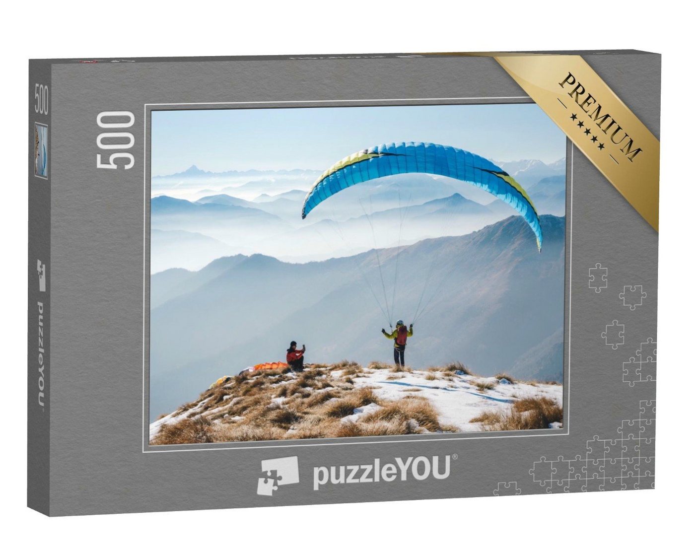 puzzleYOU Puzzle Gleitschirmfliegen in den Bergen, 500 Puzzleteile, puzzleYOU-Kollektionen Sport von puzzleYOU