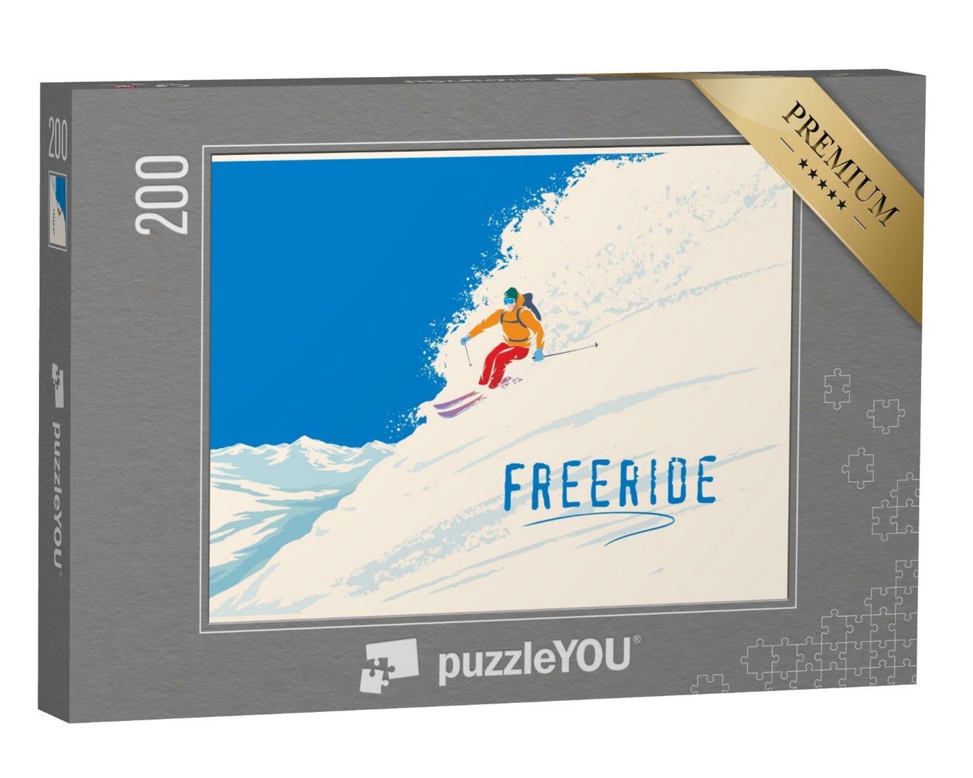 puzzleYOU Puzzle Illustration: Freerider am Steilhang, 200 Puzzleteile, puzzleYOU-Kollektionen Sport, Menschen von puzzleYOU