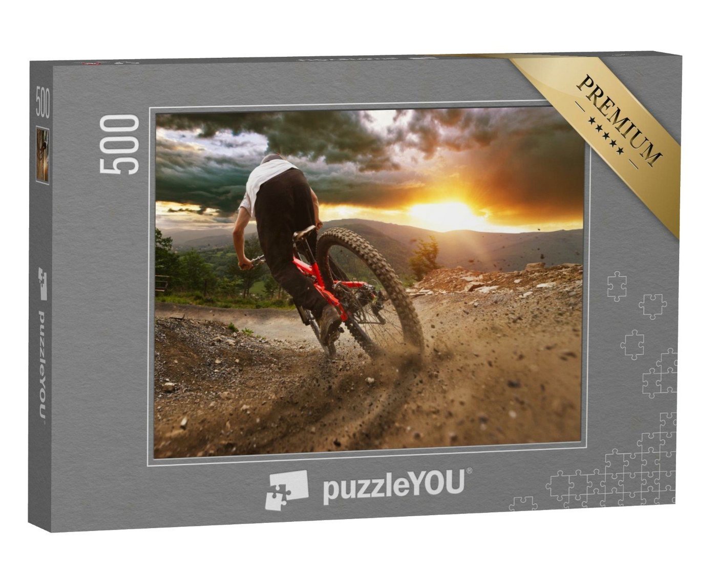 puzzleYOU Puzzle Mountainbiker bei der Abfahrt, 500 Puzzleteile, puzzleYOU-Kollektionen Sport von puzzleYOU
