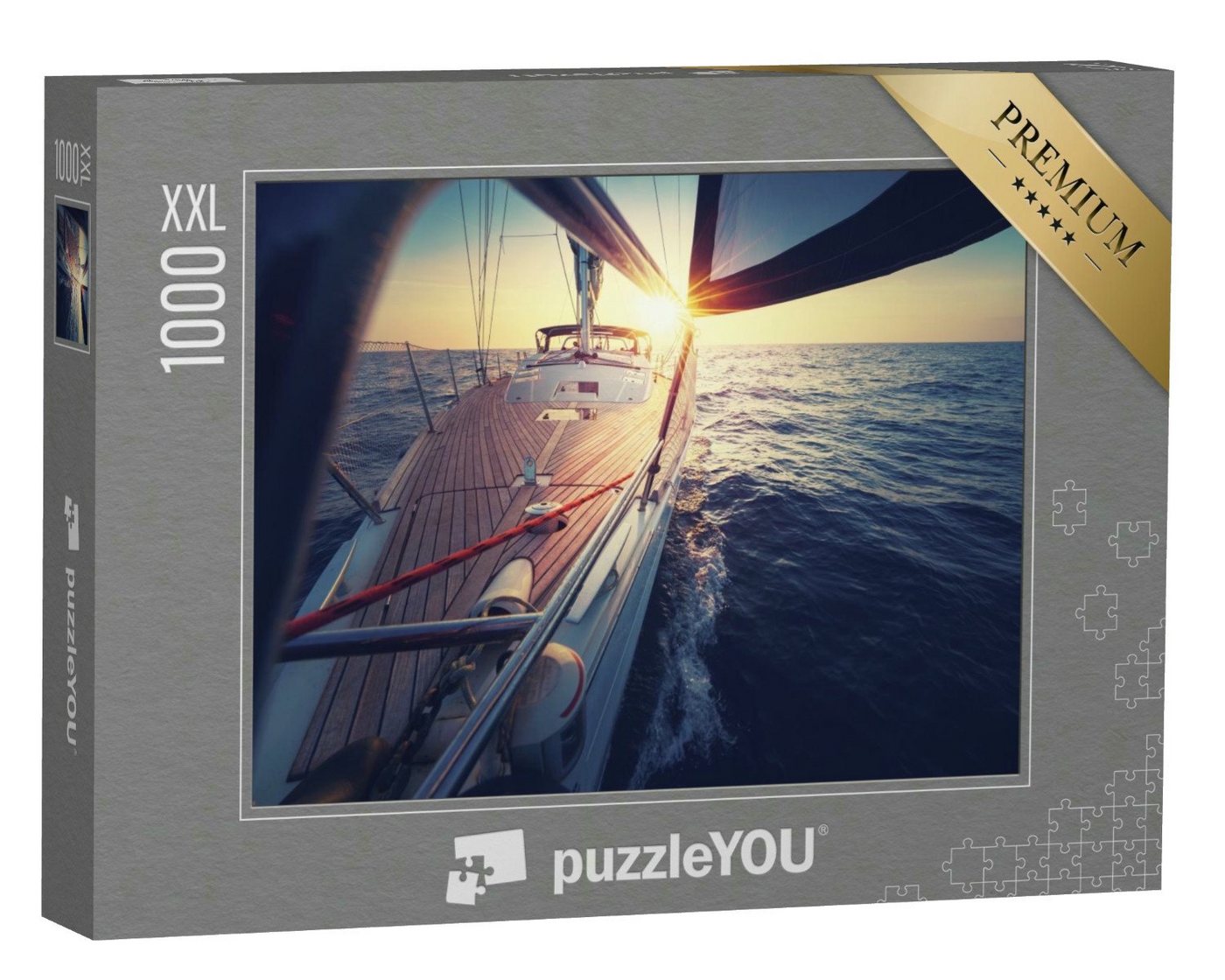 puzzleYOU Puzzle Sonnenuntergang auf dem Deck eines Segelbootes, 1000 Puzzleteile, puzzleYOU-Kollektionen Sport von puzzleYOU