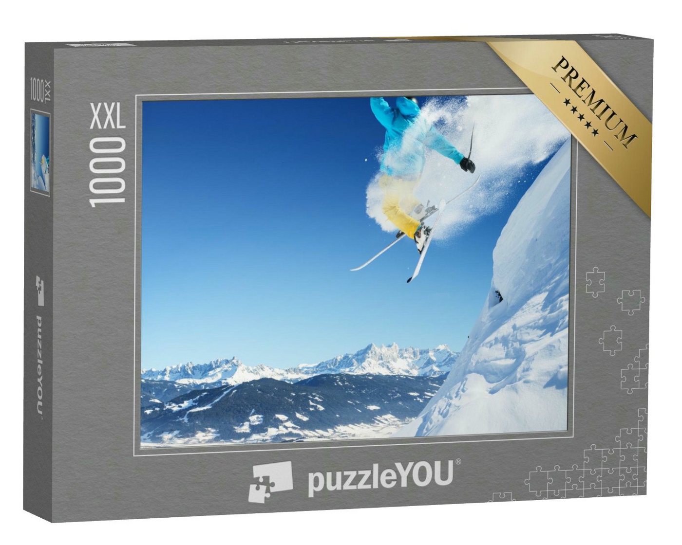 puzzleYOU Puzzle Springender Skifahrer am Steilhang, 1000 Puzzleteile, puzzleYOU-Kollektionen Sport von puzzleYOU