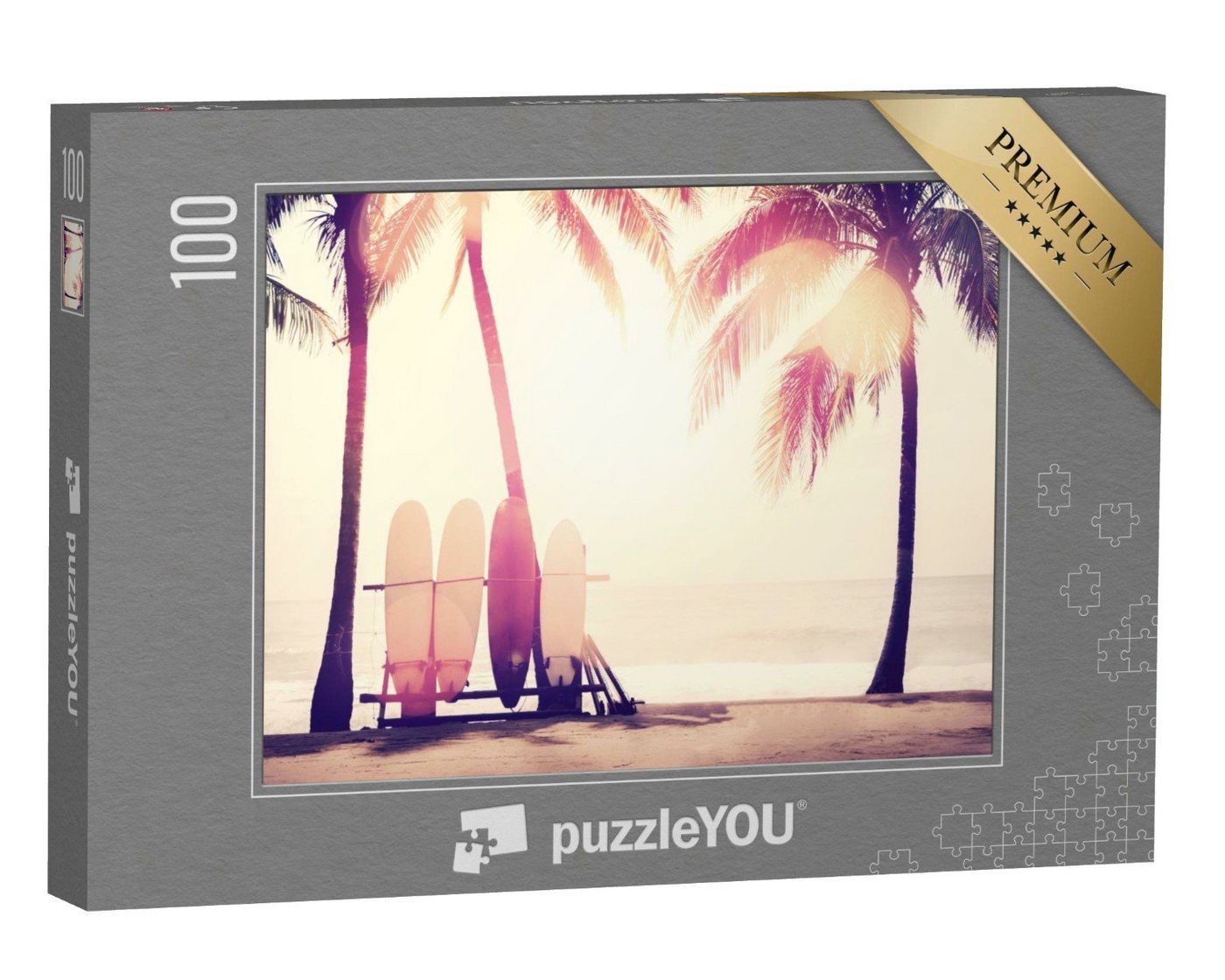 puzzleYOU Puzzle Surfbretter unter Palmen am Strand, 100 Puzzleteile, puzzleYOU-Kollektionen Sport von puzzleYOU
