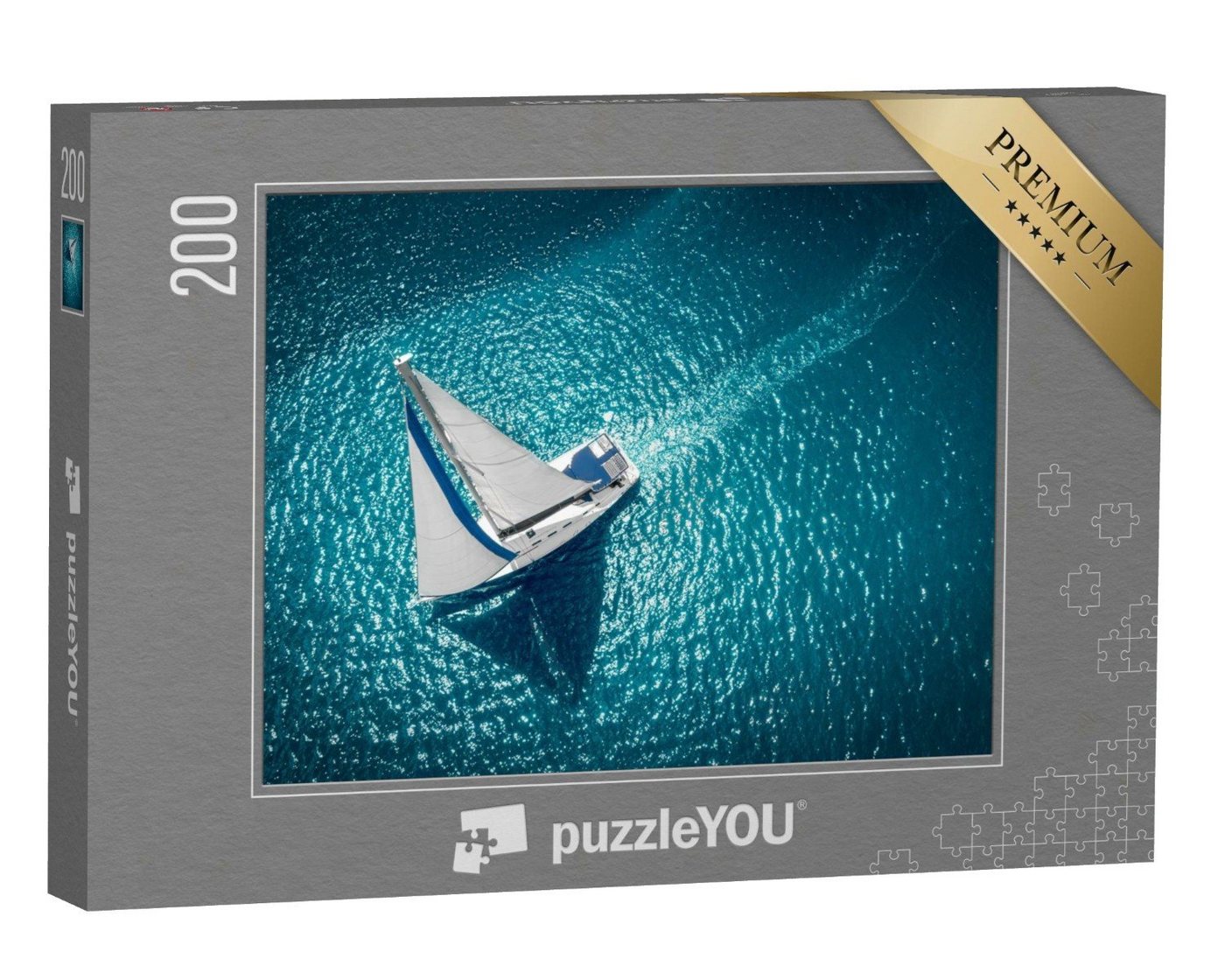 puzzleYOU Puzzle Vogelperspektive: Segelschiff auf offener See, 200 Puzzleteile, puzzleYOU-Kollektionen Sport von puzzleYOU