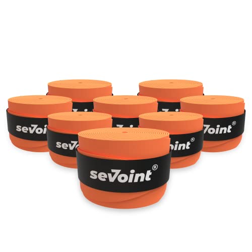 sevoint® - Overgrip Selbstklebendes Griffband mit Anti-Rutsch-Effekt für Tennis Badminton oder Squash (8er Pack, neon orange) von sevoint