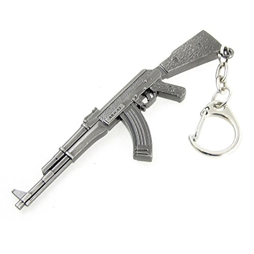 SODIAL (R) Mini AK-47-Gewehr-Gewehr Modell Lobster Haken Schluessel Anhaenger Grau von sourcing map