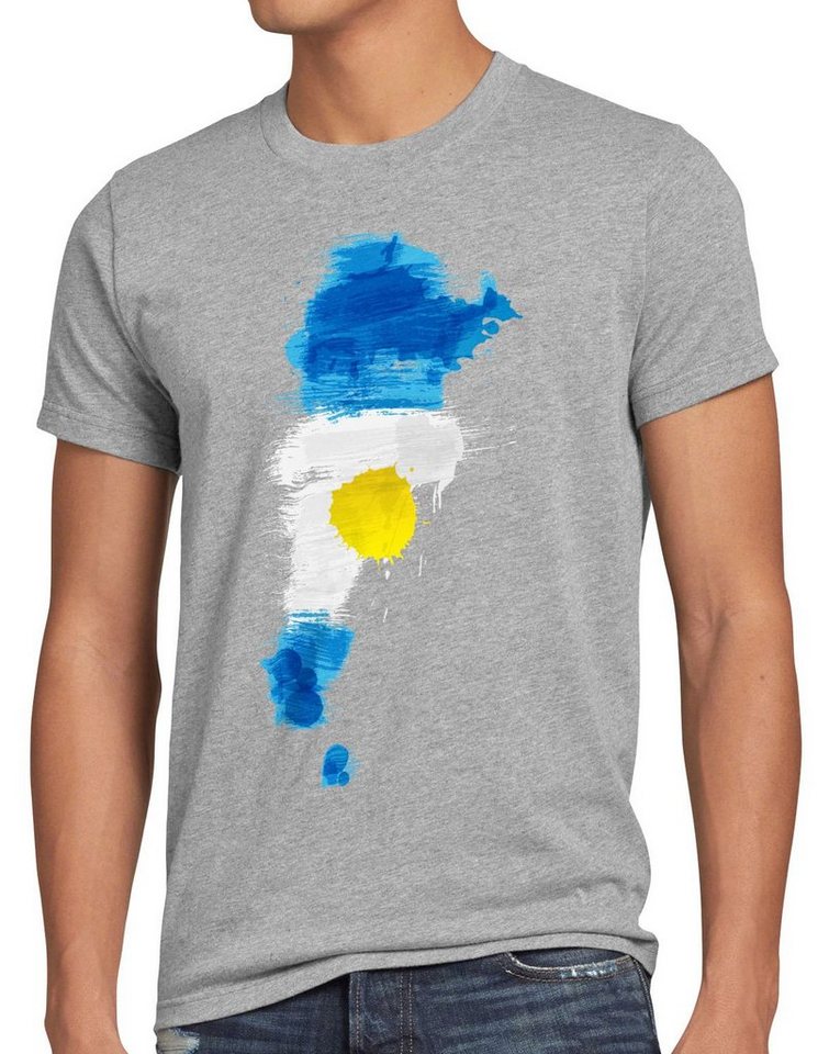 style3 Print-Shirt Herren T-Shirt Flagge Argentinien Fußball Sport Argentina WM EM Fahne von style3
