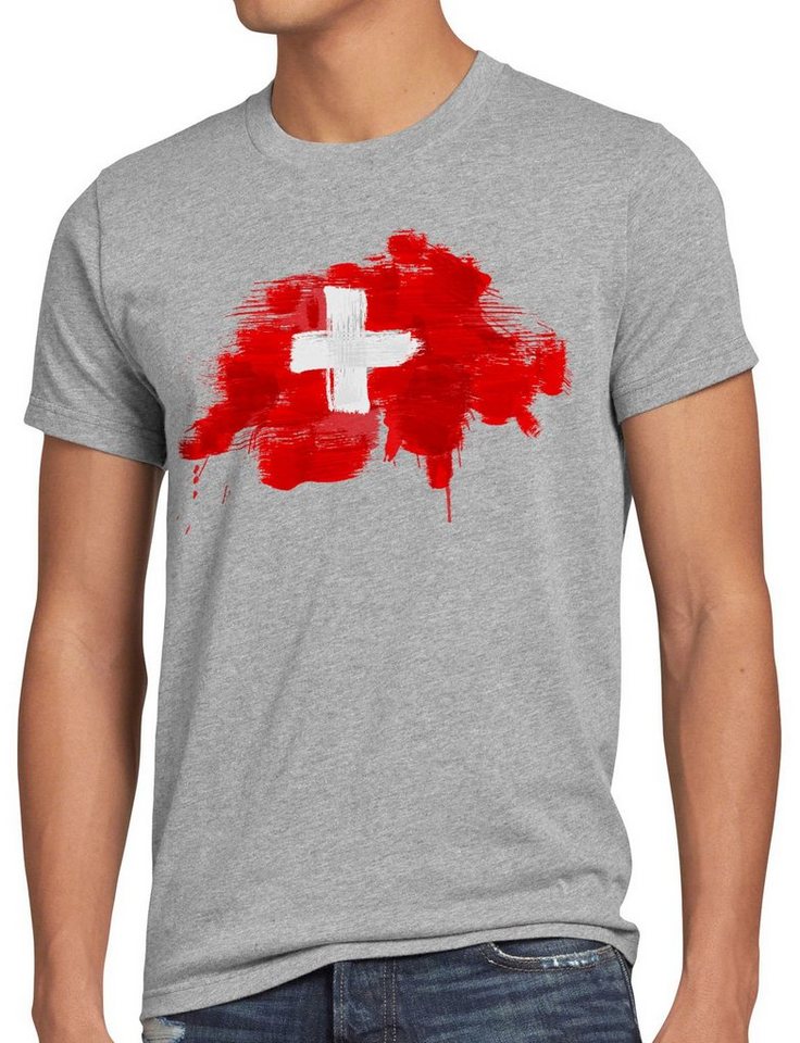 style3 Print-Shirt Herren T-Shirt Flagge Schweiz Fußball Sport Suisse WM EM Fahne von style3