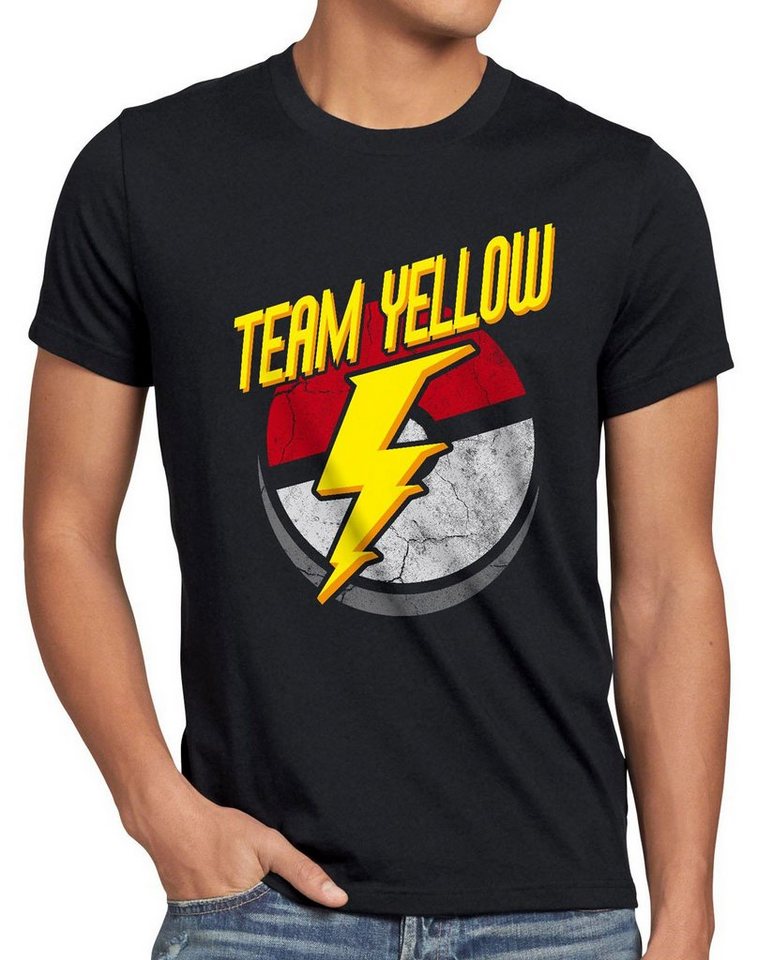style3 Print-Shirt Herren T-Shirt Team Yellow Gelb Instinct Elektro Intuition poke arena ball go von style3