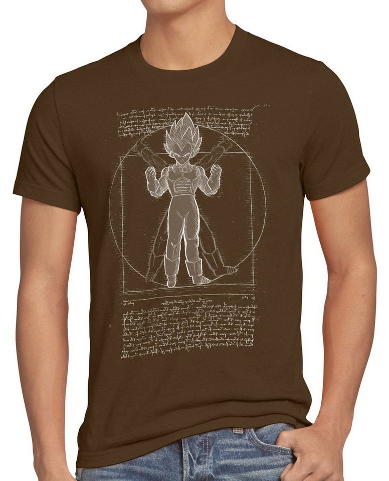 style3 Print-Shirt Herren T-Shirt Vitruvianischer Vegeta da vinci roshi ball z songoku dragon von style3