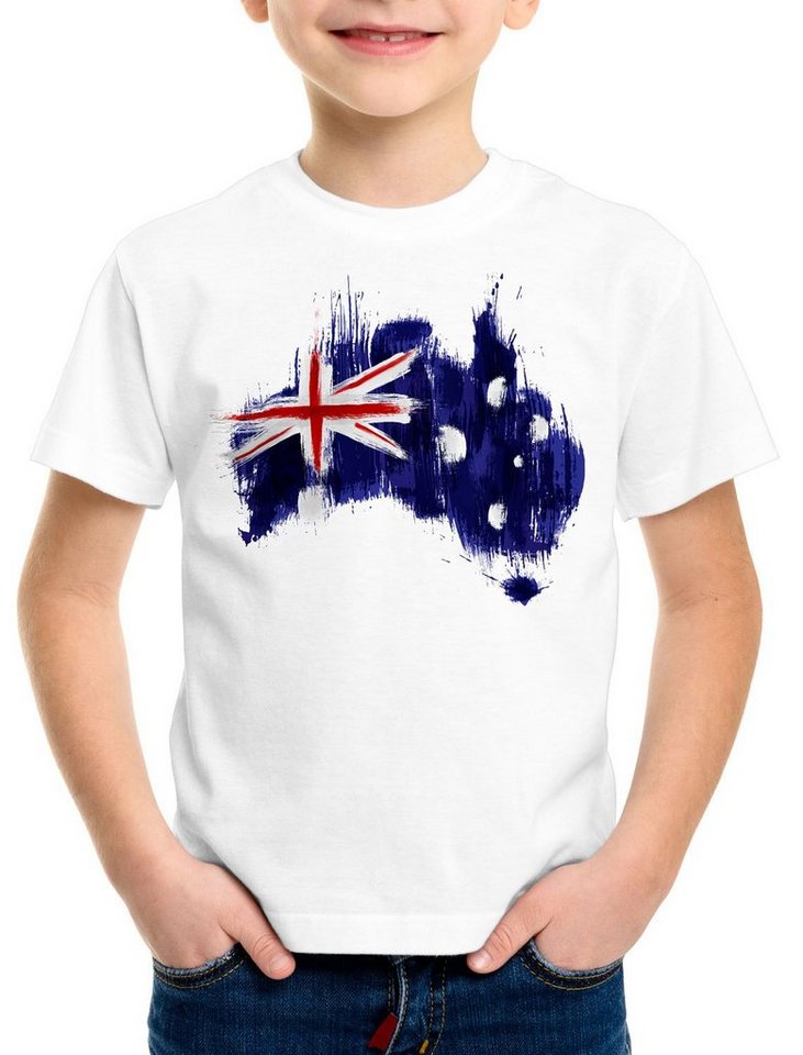 style3 Print-Shirt Kinder T-Shirt Flagge Australien Fußball Sport Australia WM EM Fahne von style3