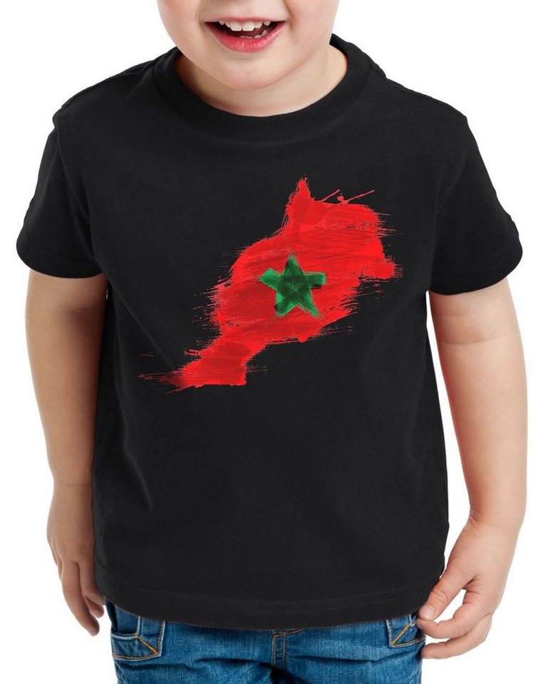 style3 Print-Shirt Kinder T-Shirt Flagge Marokko Fußball Sport Morocco WM EM Fahne von style3
