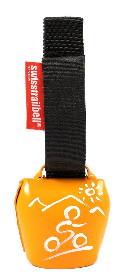 swisstrailbell Fahrradklingel swisstrailbell® fresh Colour: Orange mit weißem Mountainbiker, schwarz von swisstrailbell