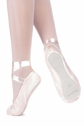tanzmuster Ballettschuhe Mädchen - Terry - Satin - ganze Ledersohle - Ballettschläppchen für Kinder - Tanzschuhe fürs Ballett - rosa, 26 von tanzmuster