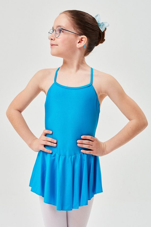 tanzmuster Bodykleid Träger Ballettkleid Sophie aus glänzendem Lycra Ballettbody mit Röckchen für Mädchen von tanzmuster