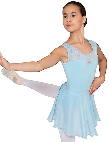 tanzmuster Kinder Ballettrock Eva zum Reinschlüpfen aus Baumwolle und Chiffon in hellblau, Größe:128/134 von tanzmuster