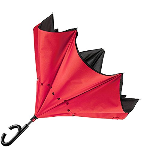 tempo di saldi Umgekehrter Regenschirm, wendbar, winddicht, mit Öffnung gegen Regen, mehrfarbig, Ø 100 cm x 80 cm von tempo di saldi