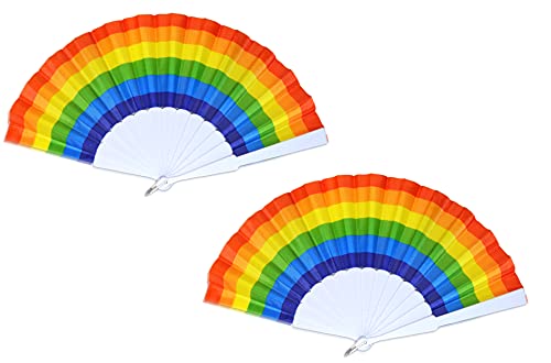thb Richter Fächer Handfächer Faltfächer Regenbogenfarben Rainbow Bunt Sommer Festival Pride (2er-Set) von thb Richter