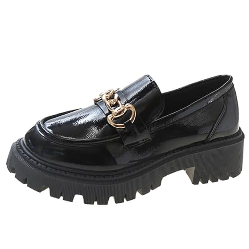 ticticlily Damen Loafer ohne Absatz aus Kunstleder Elegant Schuhe Damen A1 Schwarz 38 EU von ticticlily