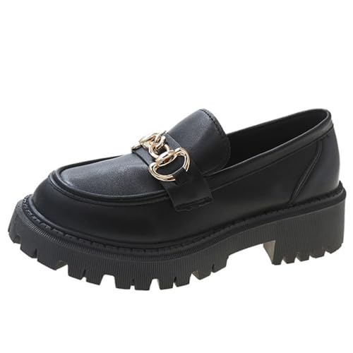 ticticlily Elegante Schuhe Damen Loafer mit Plateau aus Kunstleder A2 Schwarz 35 EU von ticticlily