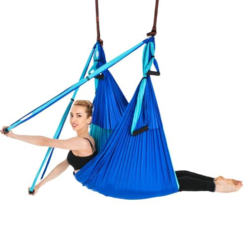 utaxuper Aerial Yoga Schaukel Set, hält 200 kg Kapazität, verstellbare Schaukel mit Kettenverlängerung, Sicherheits-Yoga-Hängematte für Ganzkörpertraining, Blau von utaxuper