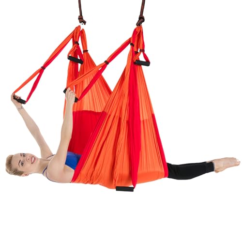 utaxuper Aerial Yoga Schaukel Set, hält 200 kg Kapazität, verstellbare Schaukel mit Kettenverlängerung, Sicherheits-Yoga-Hängematte für Ganzkörpertraining, Rot von utaxuper