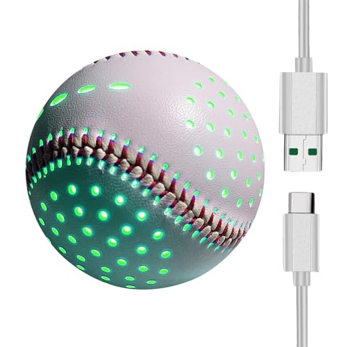 utaxuper Glow Baseball, buntes LED-Licht, 6 Farben, 2 glänzende Formen, Kunstleder, perfektes Gewicht, wiederaufladbar, Übungs-Baseball, Weiß von utaxuper