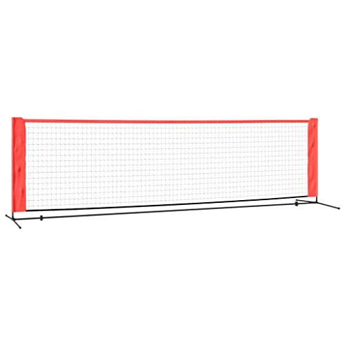 vidaXL Tennisnetz, Badmintonnetz 300cm, Faltbares Tragbares Federballnetz für Garten, Set bestehend aus Netz Stahl-Gestell Tragetasche, Schwarz Rot Polyester von vidaXL