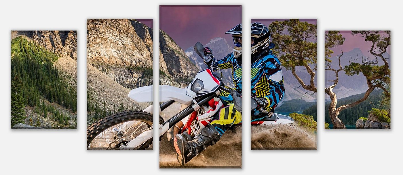 wandmotiv24 Mehrteilige Bilder Enduro Motorbike Racing, Sport & Fitness (Set, 5 St), Wandbild, Wanddeko, Leinwandbilder in versch. Größen von wandmotiv24