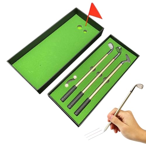 yotutun Golf Stifte Set, 3 Golfschläger Kugelschreiber mit 2 Mini Desktop Golfball, Minischläger Kugelschreiber Set, Golfgeschenk Geschenk Geschenkidee für Erwachsene, Mitarbeiter, Männer, Boss von yotutun