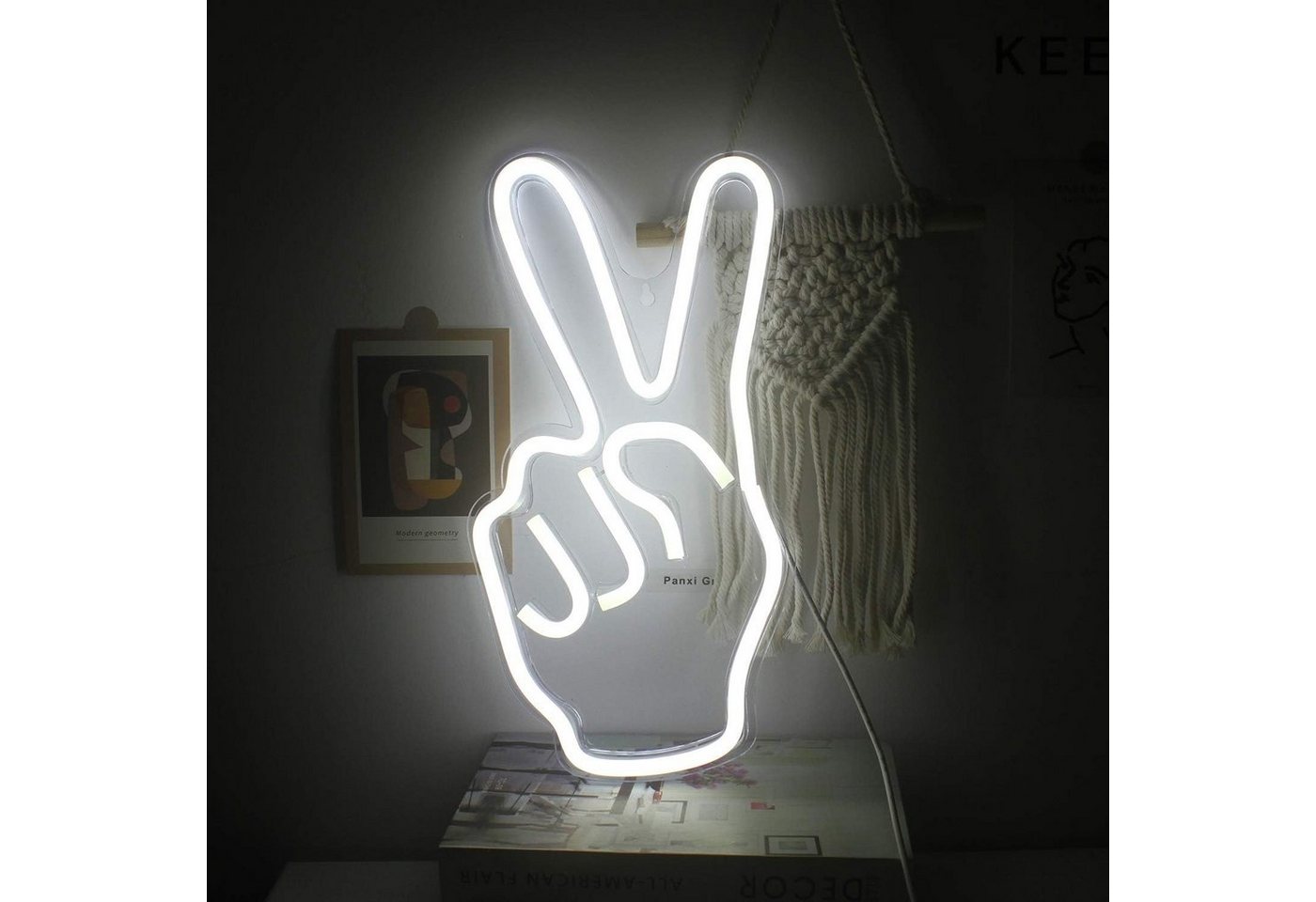 zggzerg LED Stirnlampe Peace Sign LED Neon Wandschild Victory Gesture Licht Wandleuchten (1-St) von zggzerg