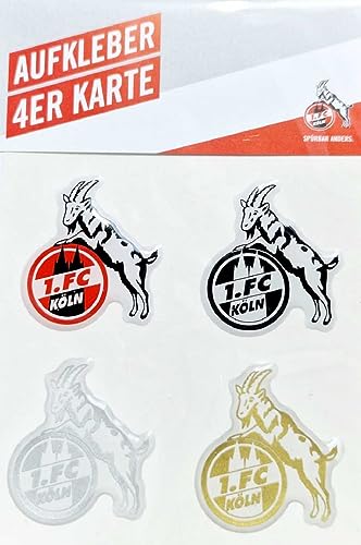1. FC Köln 3D Aufkleber- Logo - 4er-Set Sticker Aufkleberkarte - Plus Lesezeichen I Love Köln von 1. FC Köln
