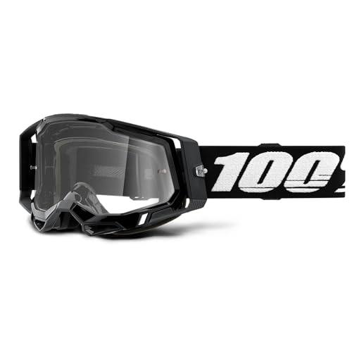 100% MÁSCARAS Unisex Erwachsene Racecraft 2 Goggle Black-Clear Lens Brille, schwarz (schwarz), Einheitsgröße von 100%
