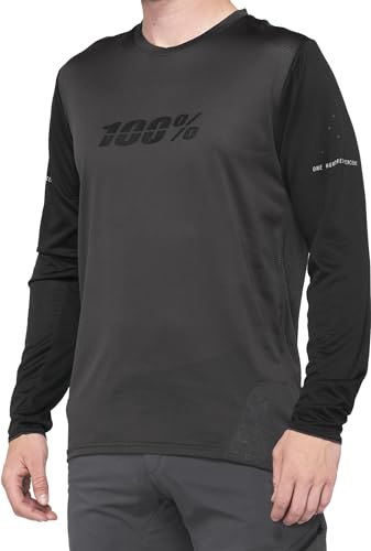 100% MTB WEAR Unisex-Erwachsene Ridecamp Long Sleeve Jersey M T-Shirt, Schwarz/Kohlegrau (Mehrfarbig), M von 100%