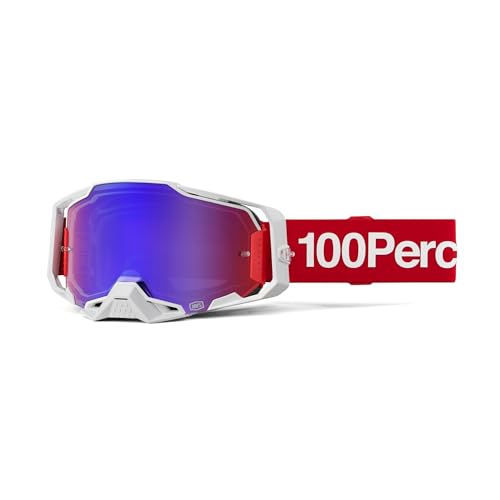 100% Armega Schutzbrille für Dirt Bikes, Motocross, Motorrad und Fahrradsport, langlebige Mountainbike-Brille, Corbin, verspiegelte rot-blaue Gläser 100% Armega Schutzbrille für Dirt Bikes, Motocross, Motorrad und Fahrradsport, langlebige Mountainbike-Brille, Corbin, verspiegelte rot-blaue Gläser von 100%