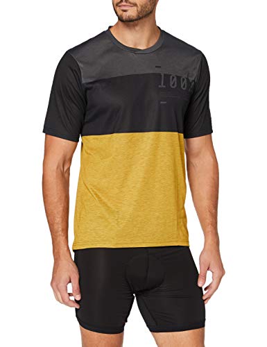 100% Herren Airmatic T-Shirt, Schwarz/Gelb, L, S-M von 100%