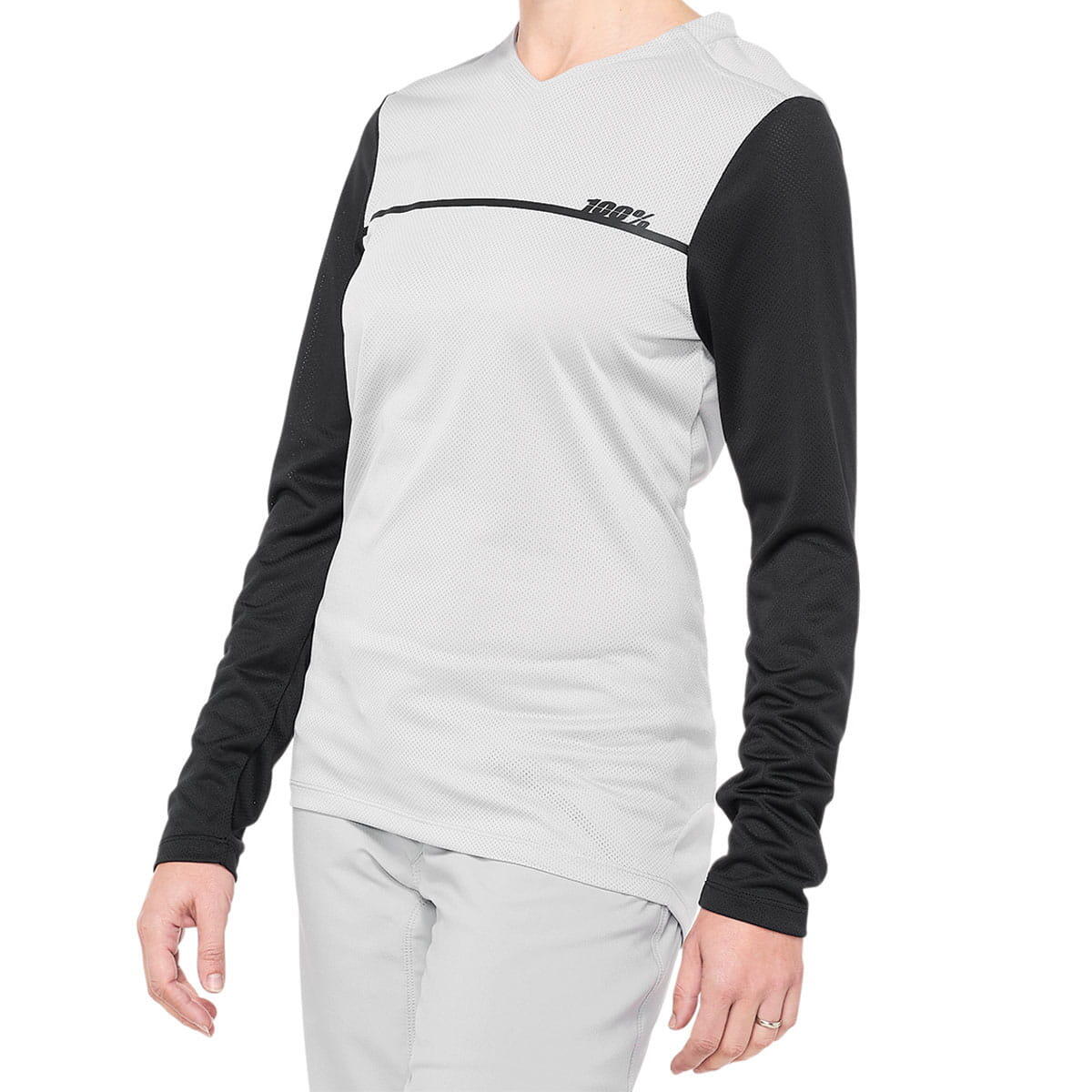 Ridecamp Frauen Langarm Jersey - Grau/Schwarz von 100%