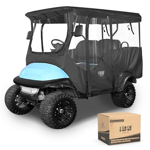 10L0L 4 Passagier-Golfwagen Fahrgehäuse für Club Car Precedent/Onward/Tempo mit verlängertem Dach 240 cm, 4-seitiges klares Fenster, 600D Regenschutz, Allwetter, winddicht, wasserdicht, schwarz 10L0L 4 Passagier-Golfwagen Fahrgehäuse für Club Car Precedent/Onward/Tempo mit verlängertem Dach 240 cm, 4-seitiges klares Fenster, 600D Regenschutz, Allwetter, winddicht, wasserdicht, schwarz von 10L0L