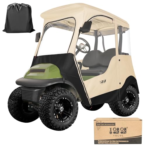 10L0L Deluxe Golfwagen-Abdeckung für 2 Passagierclubs, 600D wasserdicht, 4-seitiger Schutz, Dach bis zu 150 cm L (beige) 10L0L Deluxe Golfwagen-Abdeckung für 2 Passagierclubs, 600D wasserdicht, 4-seitiger Schutz, Dach bis zu 150 cm L (beige) von 10L0L