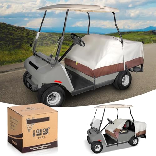 10L0L Golf Cart Abdeckung, Langlebige 600D wasserdichte Golf Cart Regenschutz 2/2+2 Passagiere mit Yamaha, EZGO, Club Car von 10L0L