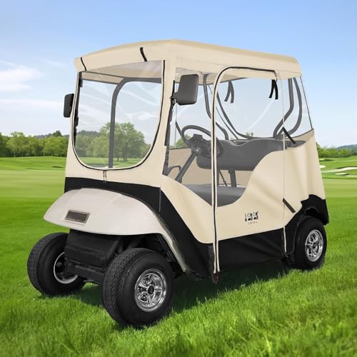 10L0L Golf Cart Abdeckung für 2 Passagiere EZGO TXT & RXV, 600D Super wasserdichte Winddichte Golf Cart Regenhülle, mit 4-seitigem Klarsichtfenster und 8 Winddichten Haken Golf Cart Enclosure 10L0L Golf Cart Abdeckung für 2 Passagiere EZGO TXT & RXV, 600D Super wasserdichte Winddichte Golf Cart Regenhülle, mit 4-seitigem Klarsichtfenster und 8 Winddichten Haken Golf Cart Enclosure von 10L0L