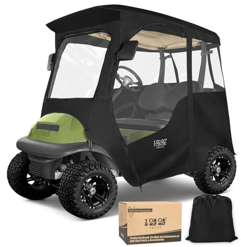 10L0L Golf Cart Deluxe Enclosure für 2 Passagiere Club Car Precedent & Temo,600D Winddicht Wasserdicht 4-Seiten Schutz Golf Buggy Warmhalten Abdeckung Fahrgehäuse,Dach bis zu 59" L(Schwarz) 10L0L Golf Cart Deluxe Enclosure für 2 Passagiere Club Car Precedent & Temo,600D Winddicht Wasserdicht 4-Seiten Schutz Golf Buggy Warmhalten Abdeckung Fahrgehäuse,Dach bis zu 59" L(Schwarz) von 10L0L