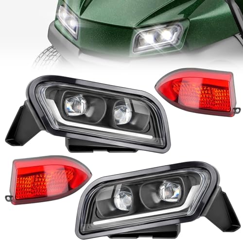 10L0L Golfwagen-Licht-Set, verbessertes Tagfahrlicht für Club, Auto, Tempo Licht-Set, Straßenzulassung mit Blinker-Upgrade-Kit, Deluxe-Golfwagen-Scheinwerfer-Set mit Blinkerbremse und Warnblinker von 10L0L