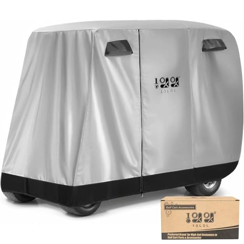10L0L Universal 2-4 Passagier-Golfwagen-Abdeckung für EZGO, Clubauto und Yamaha, wasserdicht, sonnenfest und langlebig, Silberweiß 10L0L Universal 2-4 Passagier-Golfwagen-Abdeckung für EZGO, Clubauto und Yamaha, wasserdicht, sonnenfest und langlebig, Silberweiß von 10L0L