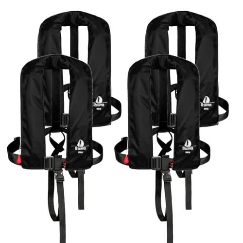 12skipper 4er-Set Automatik-Rettungswesten 165N ISO mit Harness, schwarz 12skipper 4er-Set Automatik-Rettungswesten 165N ISO mit Harness, schwarz von 12skipper