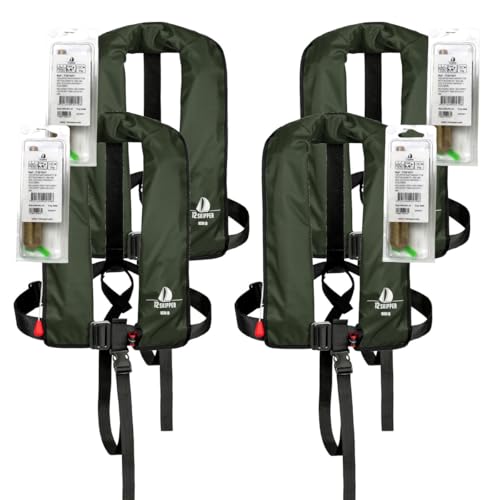 12skipper 4er-Set Automatik-Rettungswesten 165N ISO mit Harness + 4 Wartungskits, olive 12skipper 4er-Set Automatik-Rettungswesten 165N ISO mit Harness + 4 Wartungskits, olive von 12skipper