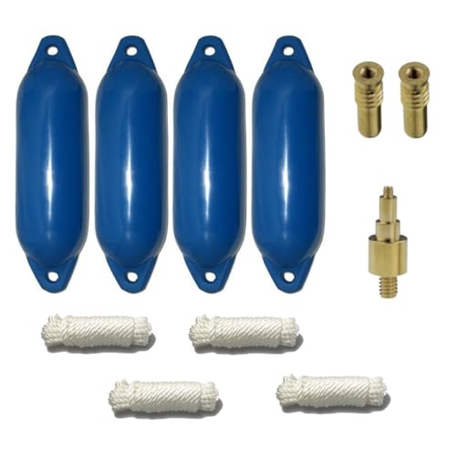 12skipper Bootsfender 4er-Set mit 4 x Majoni Star 45 Fender inkl. 4 x Fenderleine, 2 x Ersatzventil, 1 x Ventiladapter - blau, 70 x 24cm von 12skipper