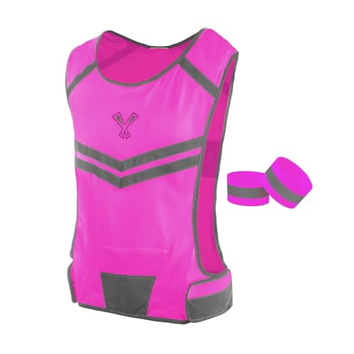 Die 247 Viz Reflektierende Weste mit Innentasche & 2 Hohe Sichtbarkeit Running Sicherheit Bands, Sporty Reflective Vest, neon pink Die 247 Viz Reflektierende Weste mit Innentasche & 2 Hohe Sichtbarkeit Running Sicherheit Bands, Sporty Reflective Vest, neon pink von 247 Viz