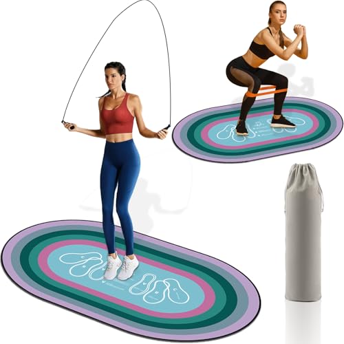 2-in-1-Springseilmatte und Kniebeugenmatte, Trainingsmatte, Trainingsmatte für Zuhause, Fitnessstudio, Bodenbelag, rutschfestes, ovales Design für Boden- und Seilschutz von 2F22E